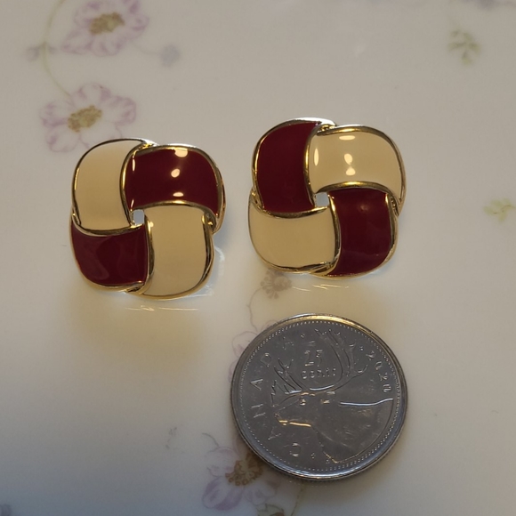 Napier vintage 80's pierced earrings enamel - Picture 5 of 8